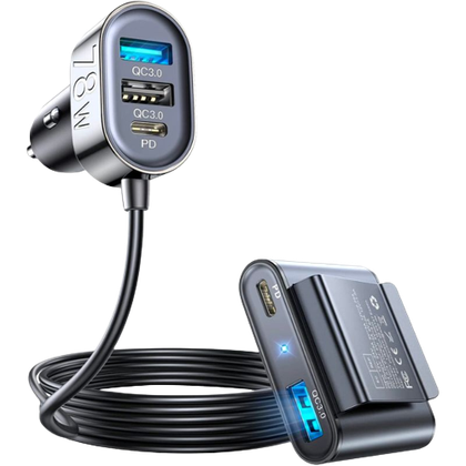 A render of the JOYROOM 78W USB car charger in grey color.