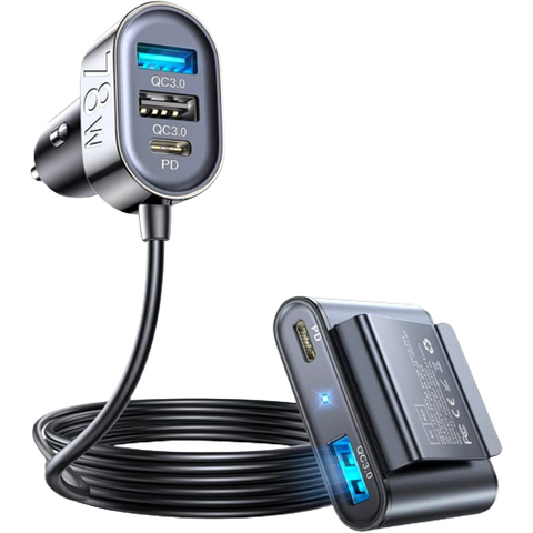 A render of the JOYROOM 78W USB car charger in grey color.