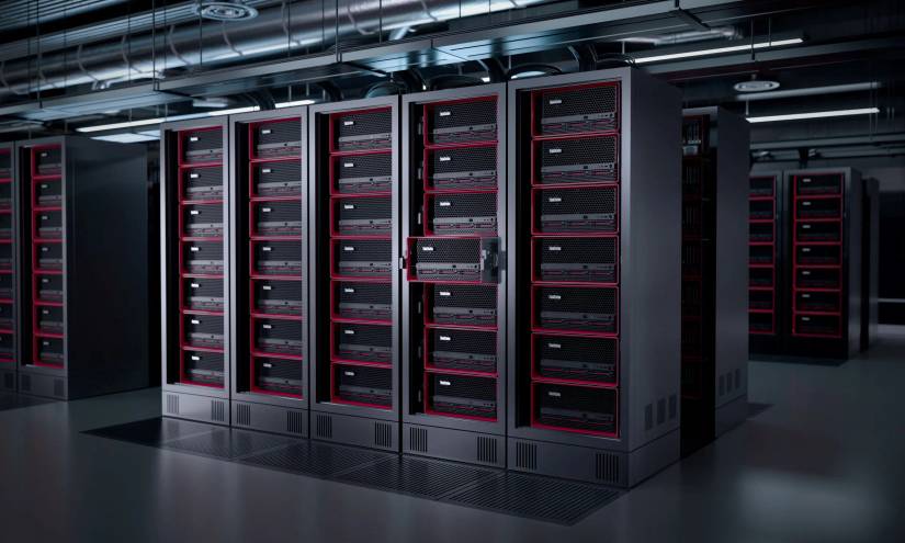 Multiple datacenter racks with Lenovo ThinkStation PX workstations