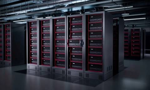 Multiple datacenter racks with Lenovo ThinkStation PX workstations