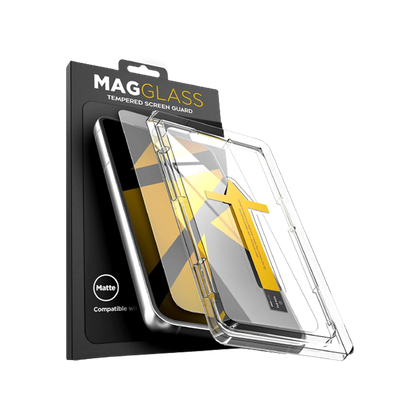 Magglass Matte Tempered Glass for Galaxy S22+ on transparent background.