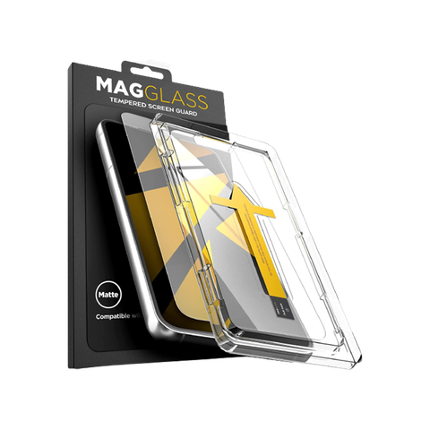 Magglass Matte Tempered Glass for Galaxy S22+ on transparent background.