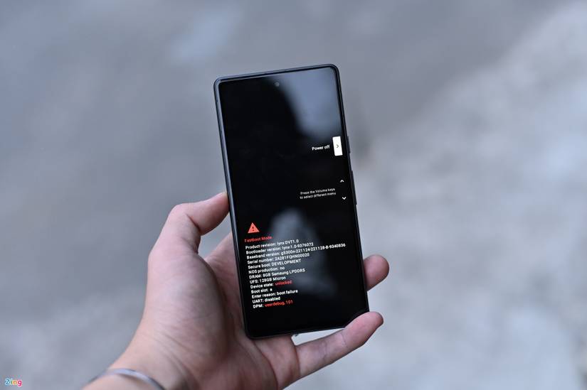 Google Pixel 7a front screen with specifications