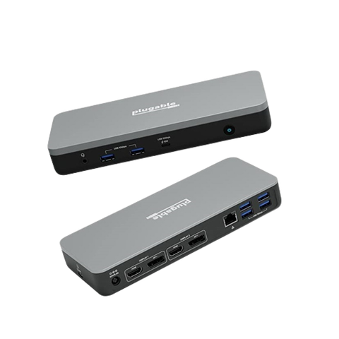 Plugable UD-MSTHDC Docking Station front view and back view