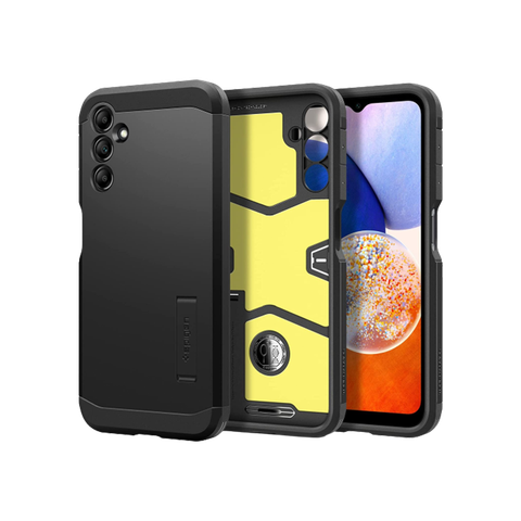Spigen Tough Armor for the Galaxy A14 on transparent background.