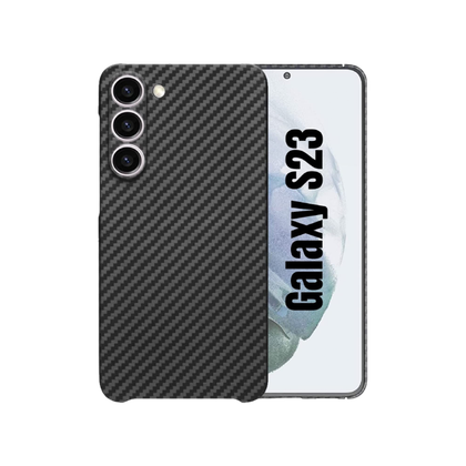 Thinborne Aramid Fiber Case for Galaxy S23 on transparent background.