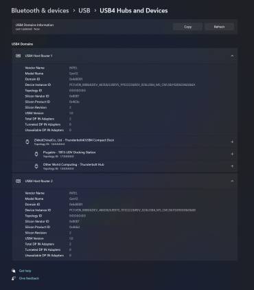 Screenshot of USB4 Settings page in Windows 11
