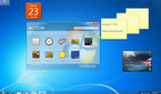 Screenshot of a Windows 7 desktop with gadgets placed around the screen