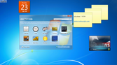 Screenshot of a Windows 7 desktop with gadgets placed around the screen