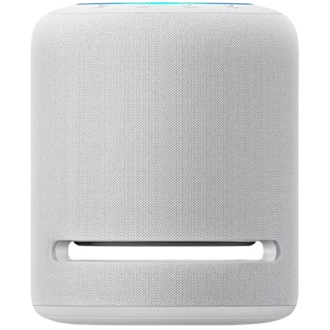 A render showing the Echo Studio speaker in white color.