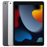 Apple iPad 9th Gen (2021) render with two color options and one showing the display