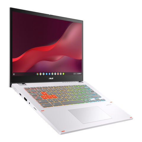 Angled front view of the Asus Chromebook Vibe CX34 Flip facing right