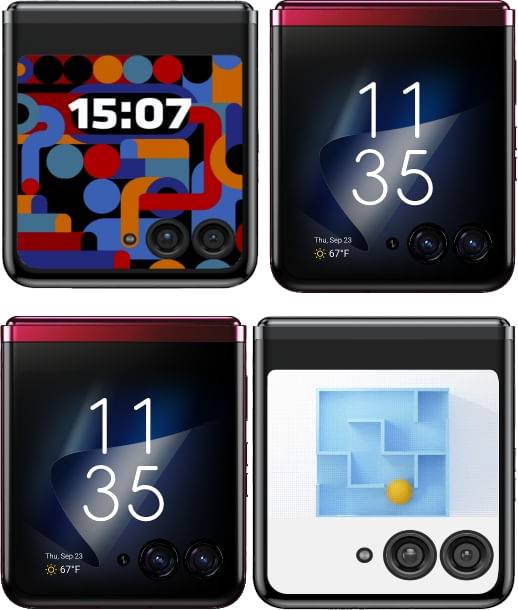 Many different cover display options for the Motorola Razr 40 Ultra