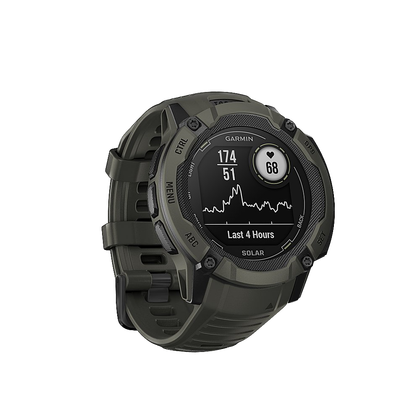 GarminInstinct 2X Solar 50mm size in black color with heart rate tracking active on display