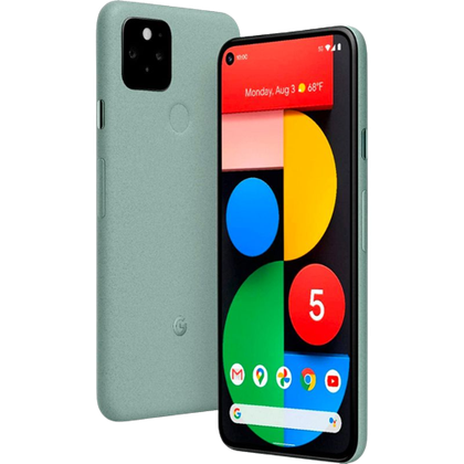 A render showing the Google Pixel 5 in green color.