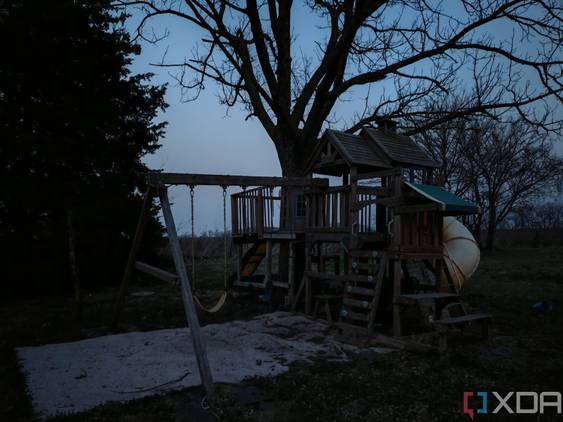 Photo of a playset at night