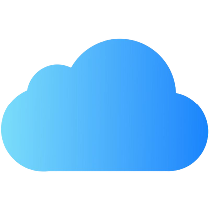 A render of Apple iCloud logo which is a blue-colored cloud.