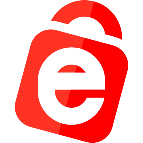 A render showing the logo on iDrive in red color.
