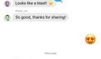 A screenshot showing an iMessage conversation window with a bunch of texts and an image.