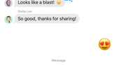 A screenshot showing an iMessage conversation window with a bunch of texts and an image.
