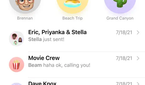A sceenshot showing iMessage main page with a list of conversations and favorite contacts on top.