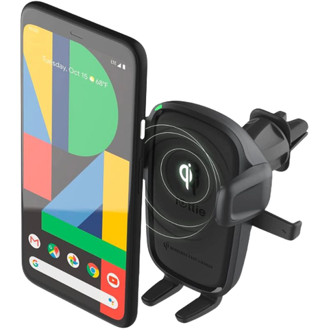 A render of the iOttie Easy One Touch 2 in black color shown alongside an old Pixel 3 phone.