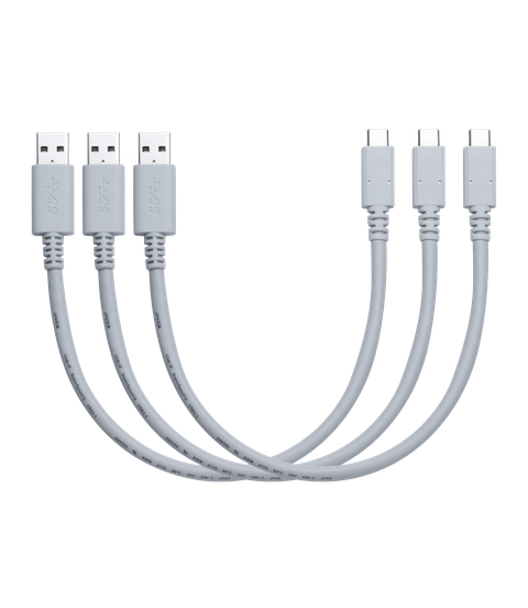 Three Javex USB-C to USB-A cables