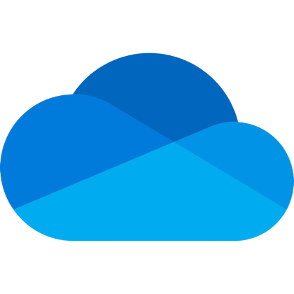 A render of the Microsoft OneDrive logo which is a cloud filled with different shades of blue color.