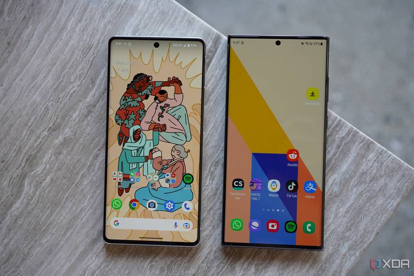 The Pixel UI next to Samsung's One UI
