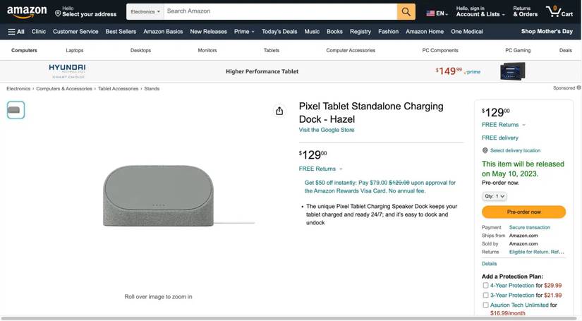 Pixel Tablet Standalone Charging Dock with pricing and release date
