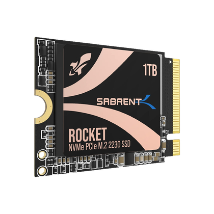 Sabrent Rocket 2230 NVMe 1TB SSD on transparent background.