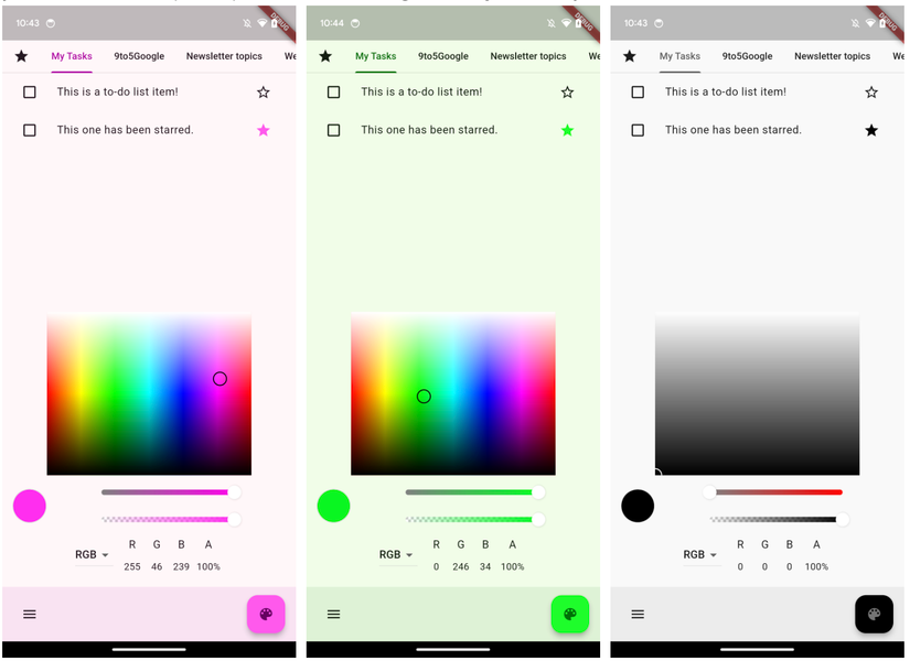 Android 14 Material You mockup colors taking base color and using it for the theme