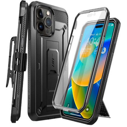 A render showing the SUPCASE UB Pro for iPhone 14 Pro in black color.