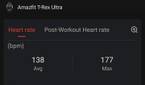 Zepp companion app screenshot of workout metrics