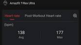 Zepp companion app screenshot of workout metrics