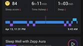 Zepp companion app screenshot of the homescreen