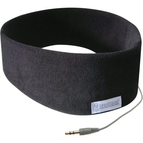 The AcousticSheep SleepPhones wired sleep headphones in black.