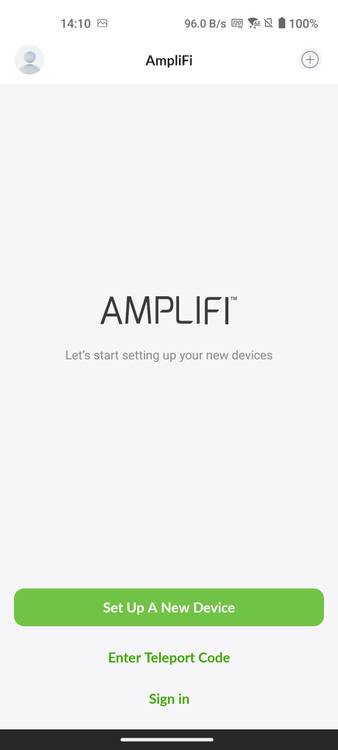 The AmpliFi app welcome screen