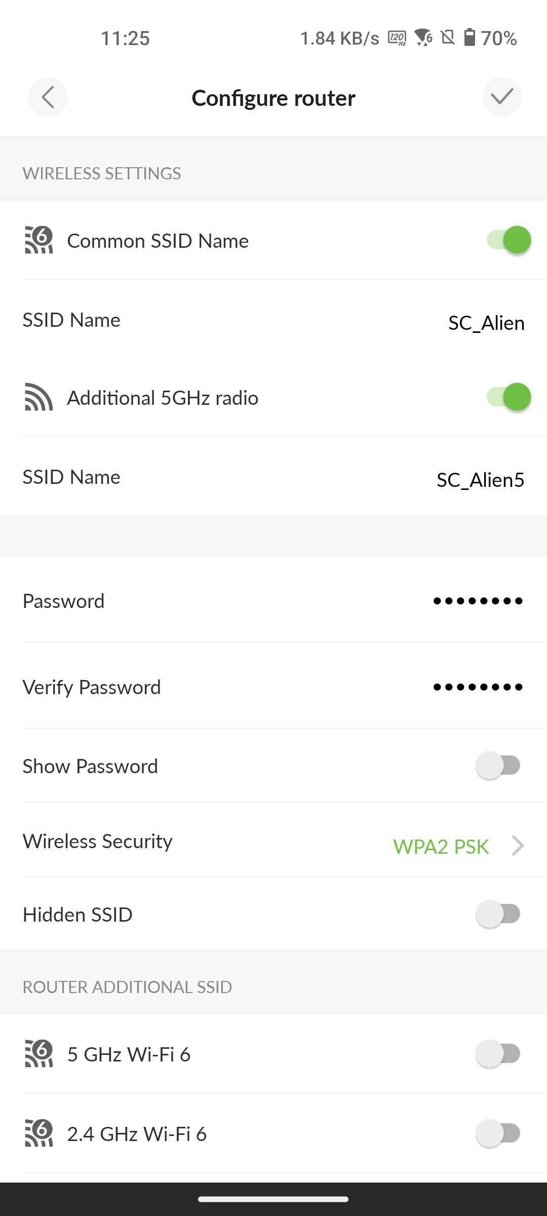 AmpliFi Alien wireless settings in the AmpliFi app
