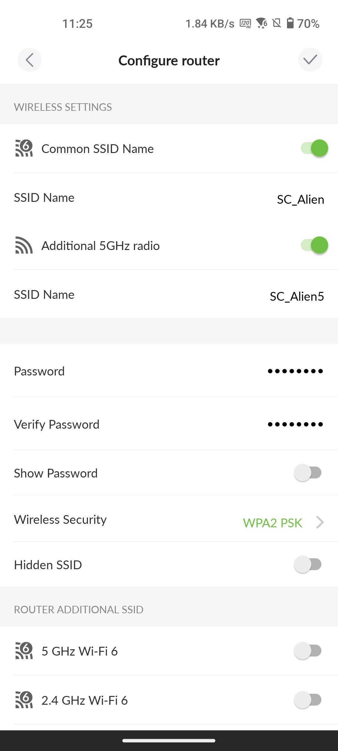 AmpliFi Alien wireless settings in the AmpliFi app