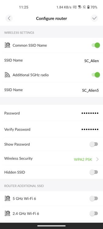 AmpliFi Alien wireless settings in the AmpliFi app