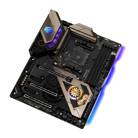 ASRock B550 Taichi motherboard render showing RGB lighting