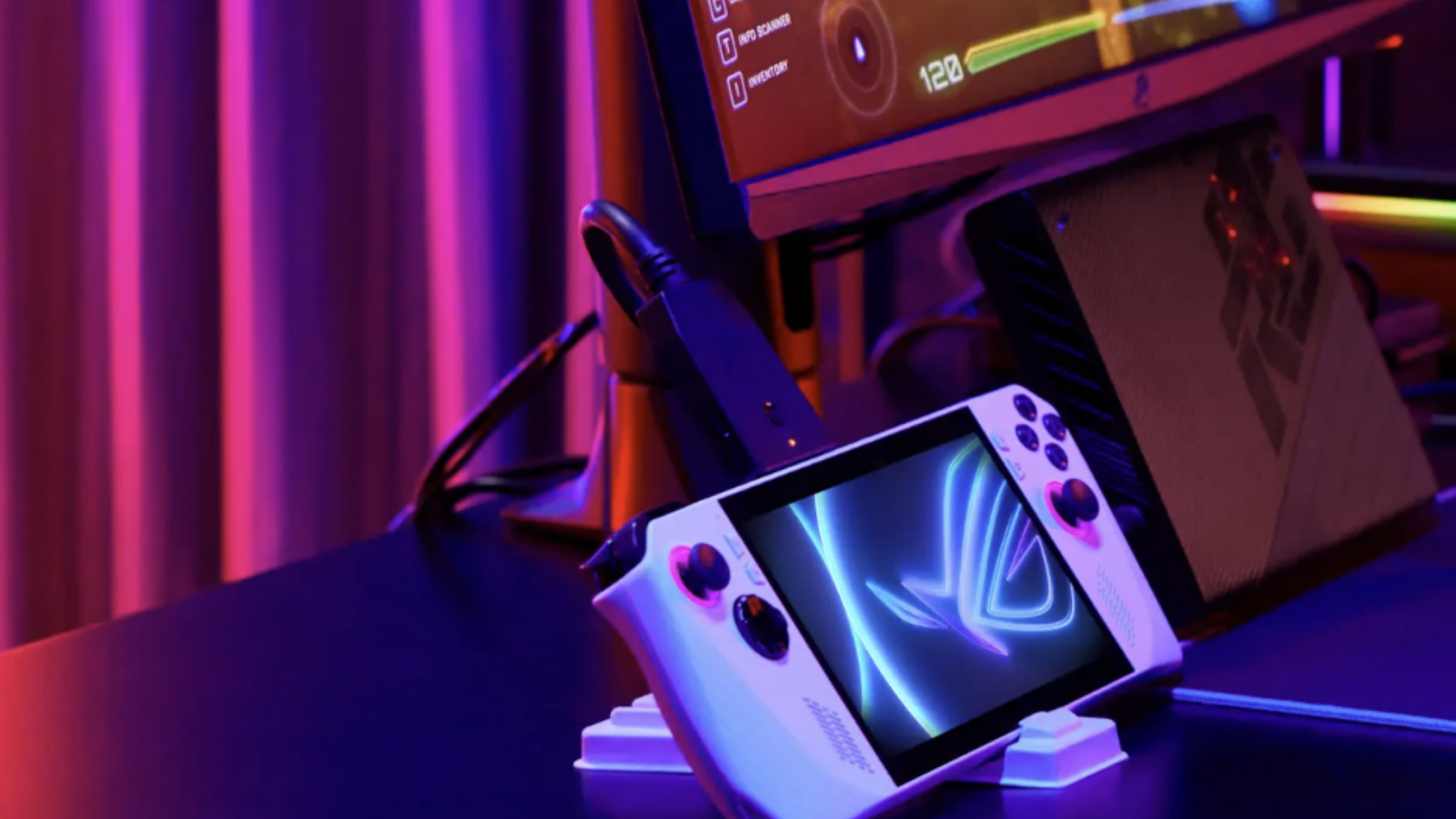 The Asus ROG Ally in a dock