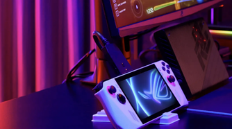 The Asus ROG Ally in a dock