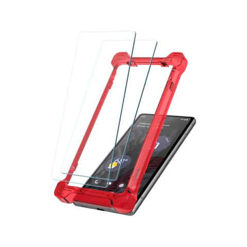 Caseology Snap Fit Tempered Glass for Pixel 7a on transparent background.