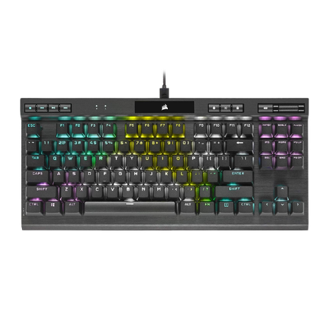 corsair k70 rgb tkl champion series mechanical keyboard, front view