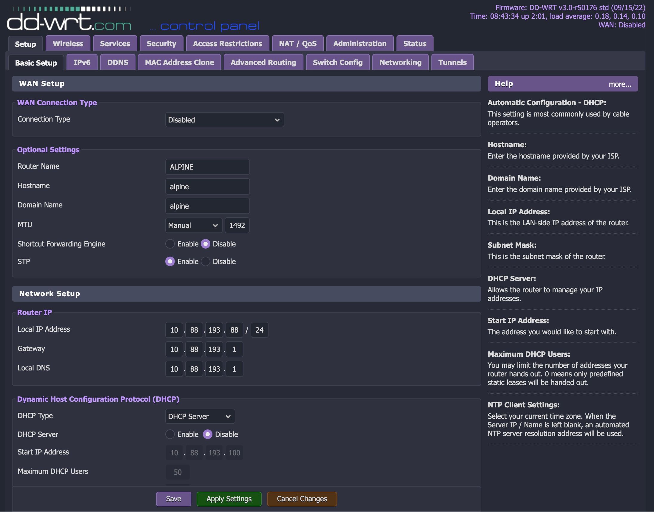 DD-WRT demo screenshot
