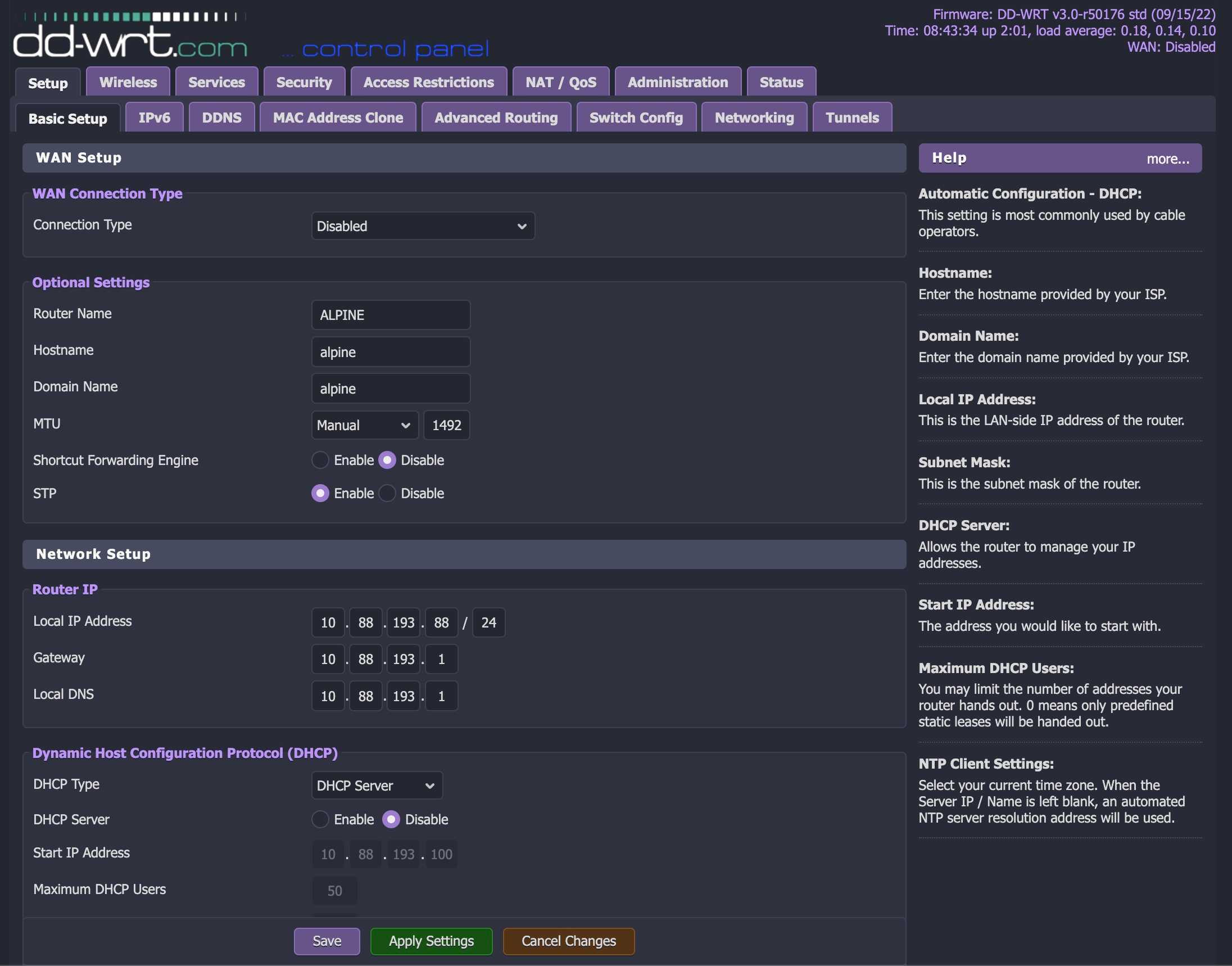 DD-WRT demo screenshot