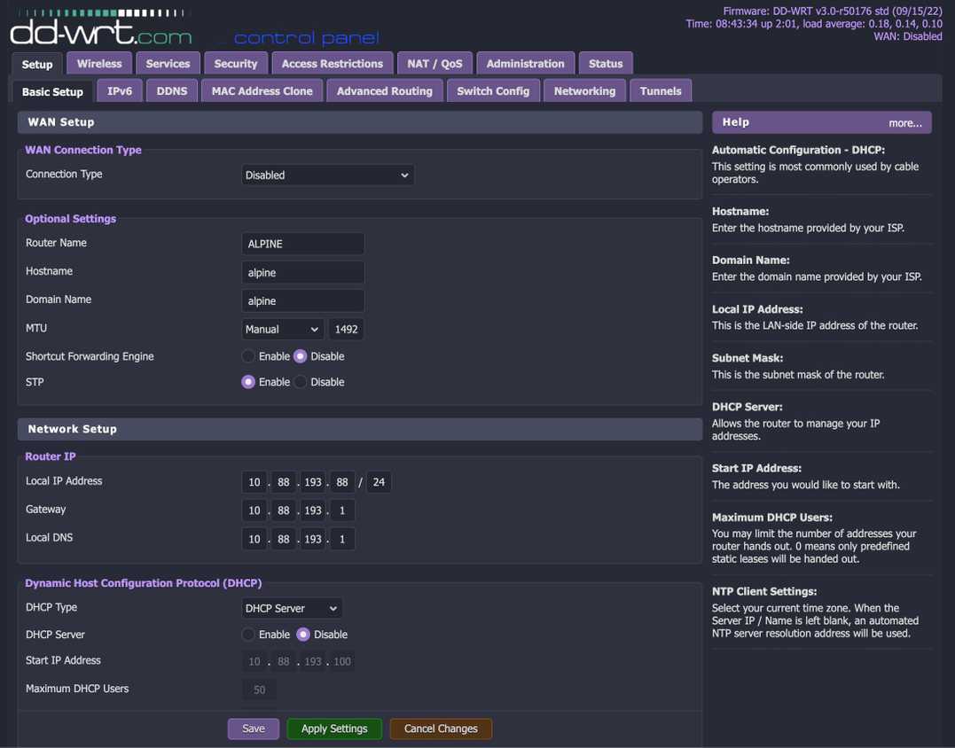DD-WRT demo screenshot