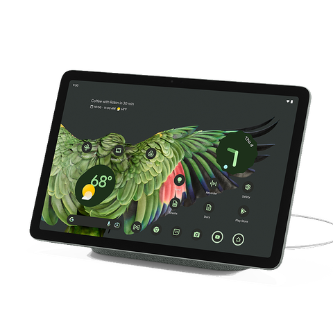 Docked Pixel Tablet in Hazel colorway on transparent background.